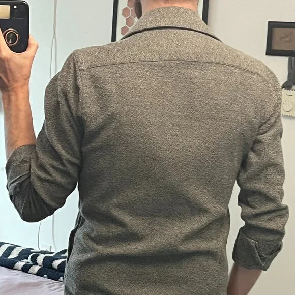 *Canadian Made* ~ Eighteen Waits ~ Long Sleeve Pocket Shirt Soft Grey *Vintage* - Picture 5 of 12